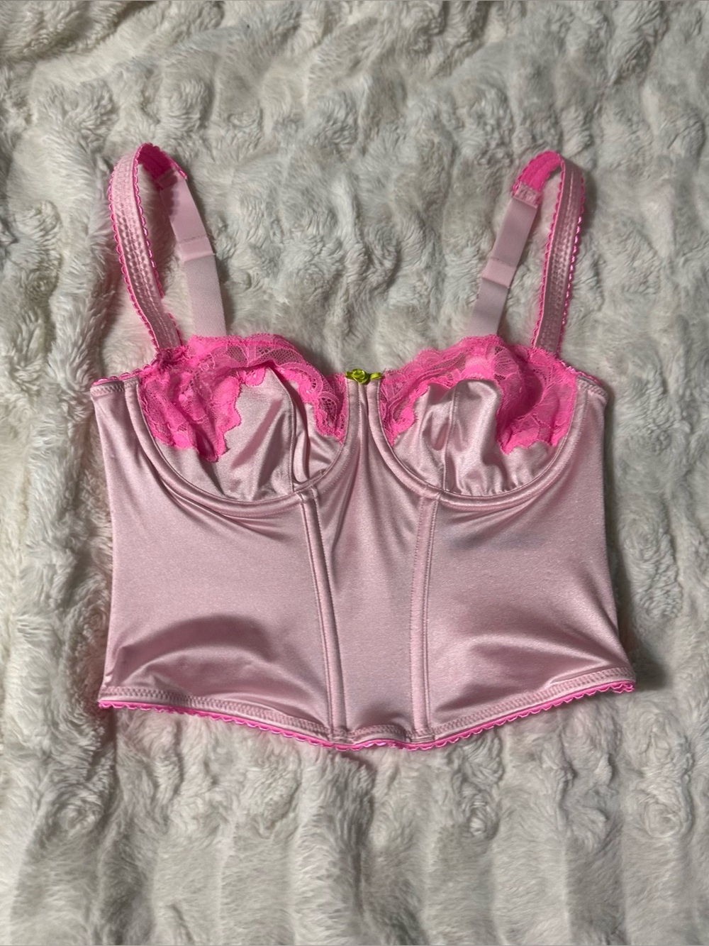Skims Satin Lace Cropped Corset cherry blossom multi